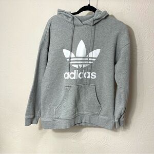 Adidas Heather Gray Hoodie with White Logo